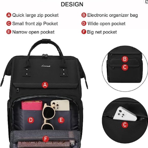 LOVEVOOK Laptop Backpack for Women 15.6 Inch Travel School College Backpack Nurs